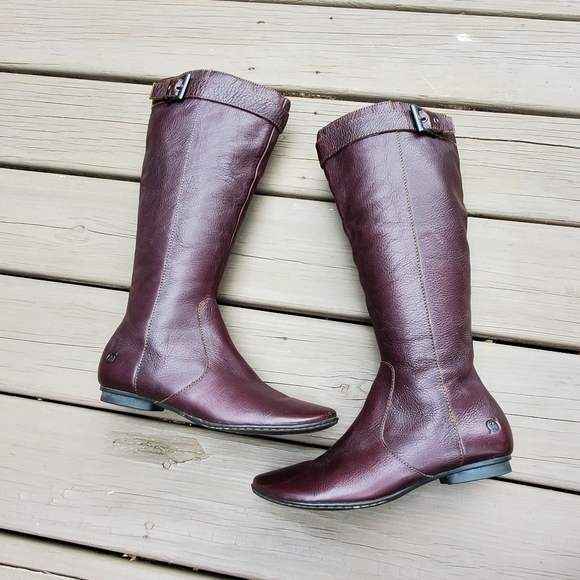 Born Dark Chocolate Brown Leather Boho Western Equestrian Riding Tall Boots 7.5 - Picture 2 of 9